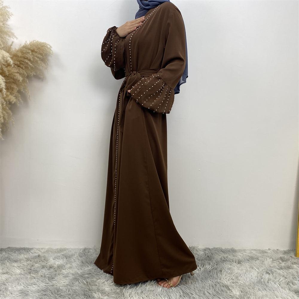 
                      
                        Pearls Luxe Nida Open Abaya
                      
                    