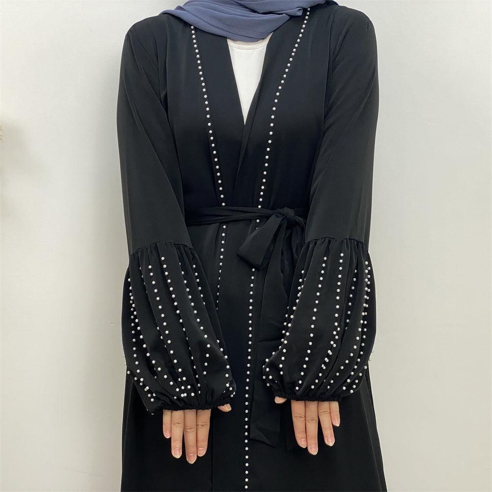 
                      
                        Pearls Luxe Nida Open Abaya
                      
                    