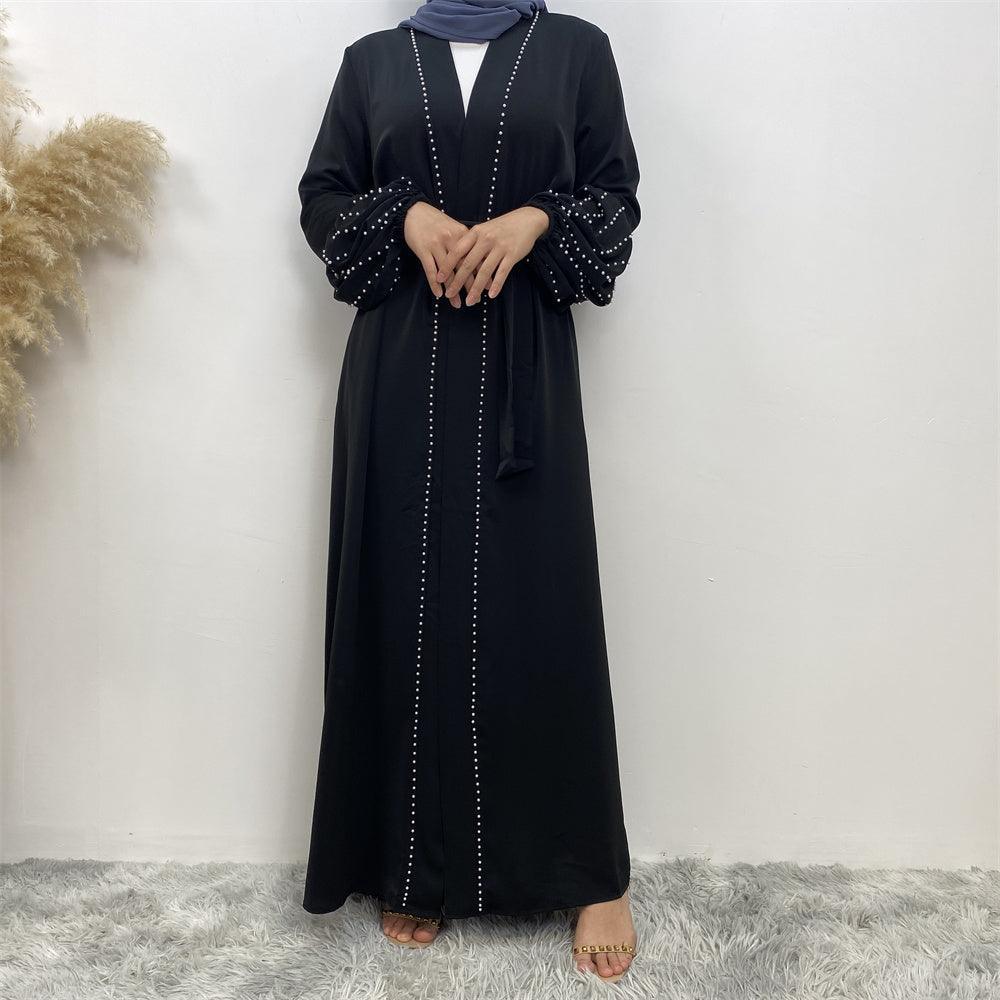 
                      
                        Pearls Luxe Nida Open Abaya
                      
                    