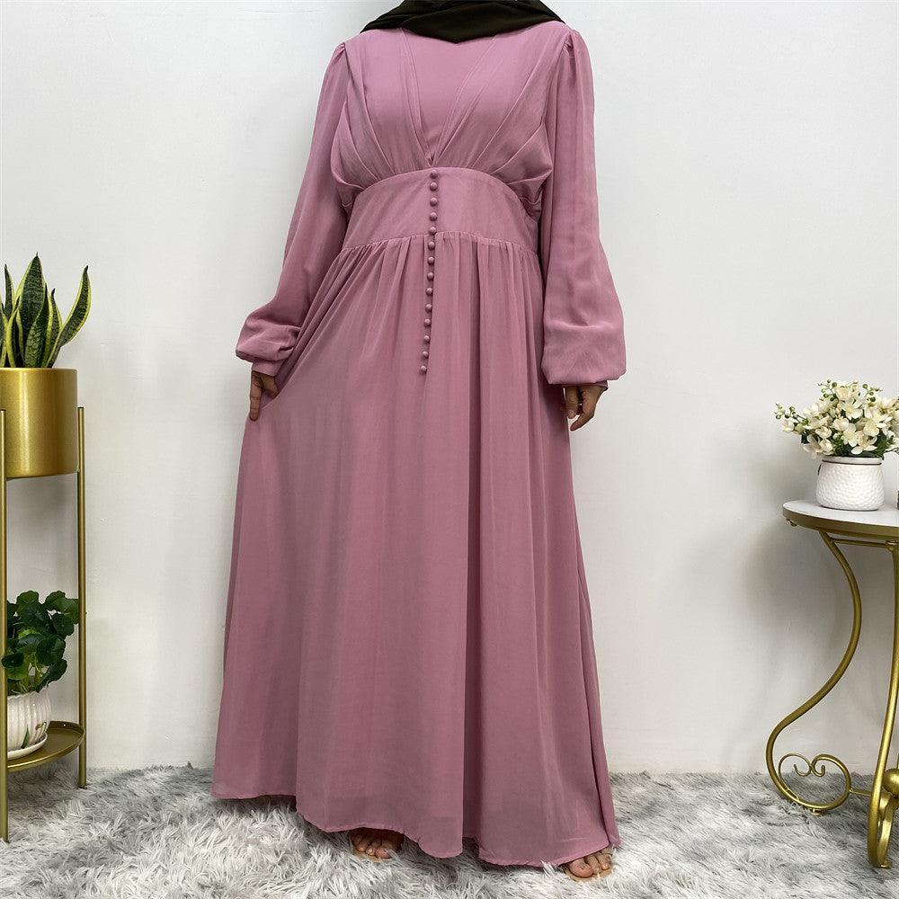 Buttoned Chiffon Abaya