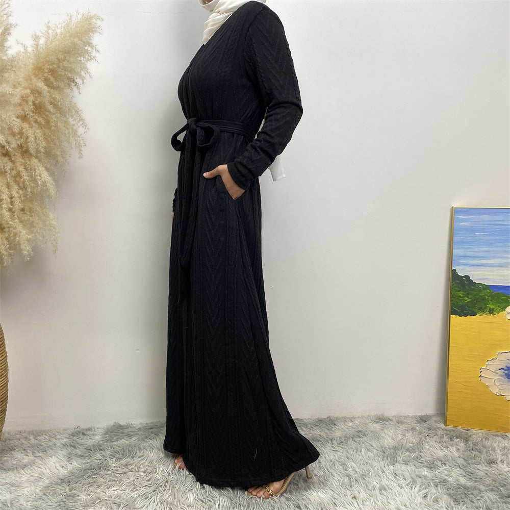 
                      
                        Sakina Knitt Open Abaya
                      
                    