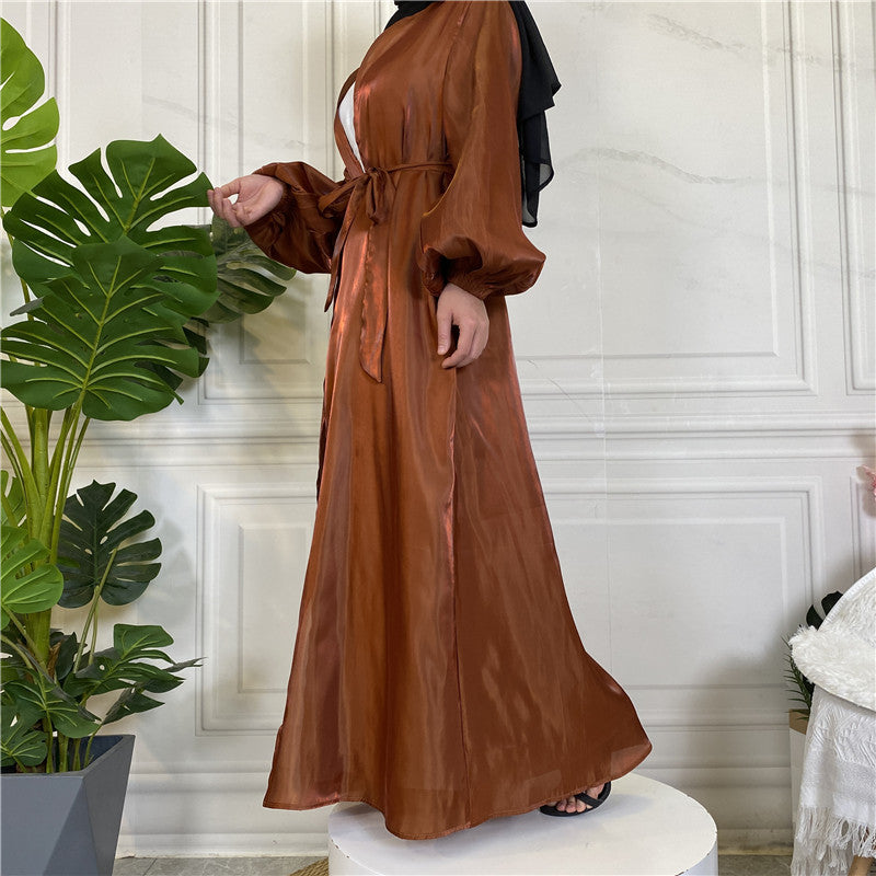 
                      
                        Shiny Silk Open Abaya
                      
                    