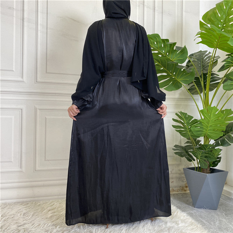 
                      
                        Shiny Silk Open Abaya
                      
                    