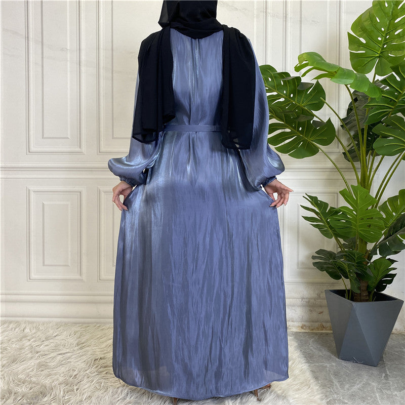 
                      
                        Shiny Silk Open Abaya
                      
                    