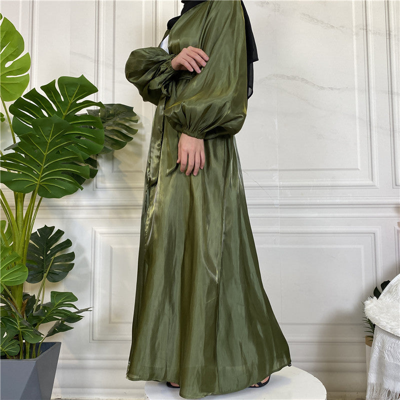 
                      
                        Shiny Silk Open Abaya
                      
                    