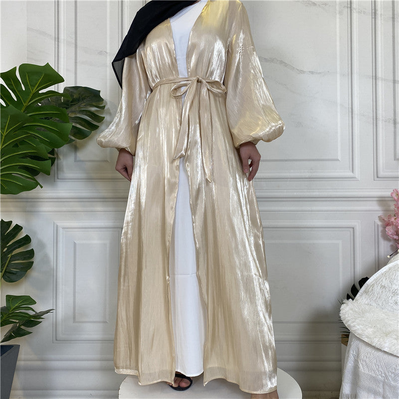 
                      
                        Shiny Silk Open Abaya
                      
                    