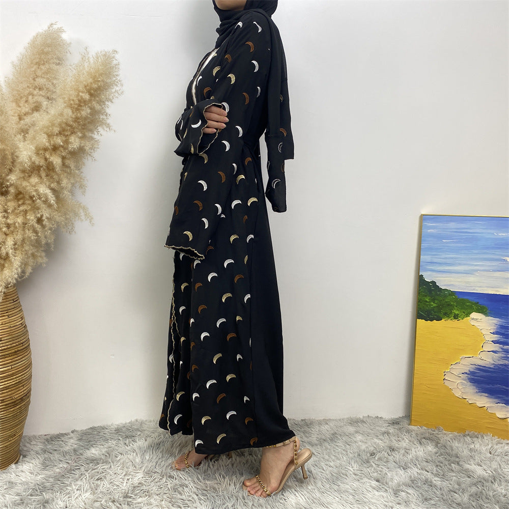 
                      
                        Embroidered Moons Open Abaya
                      
                    