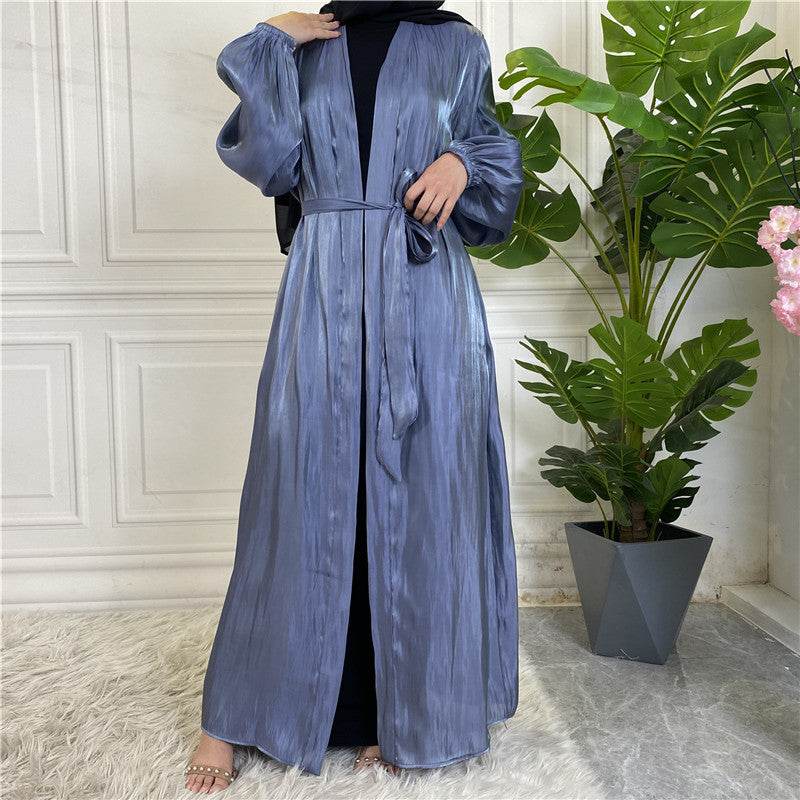 
                      
                        Shiny Silk Open Abaya
                      
                    